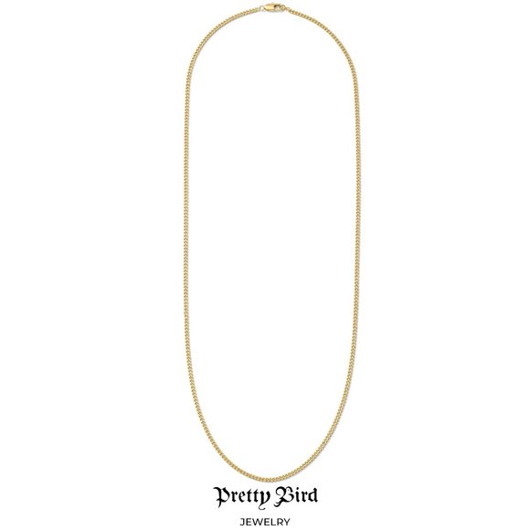 18K Yellow Gold Plated Skinny Curb Chain - 18" - Picture 1 of 2